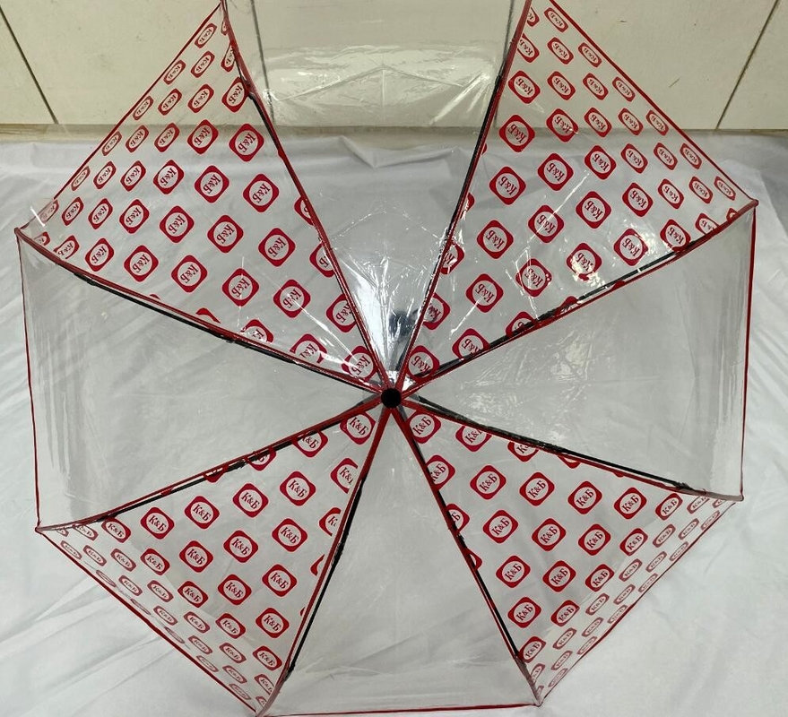 21 Inches Transparent Folding Umbrella Manual Open Metal Frame
