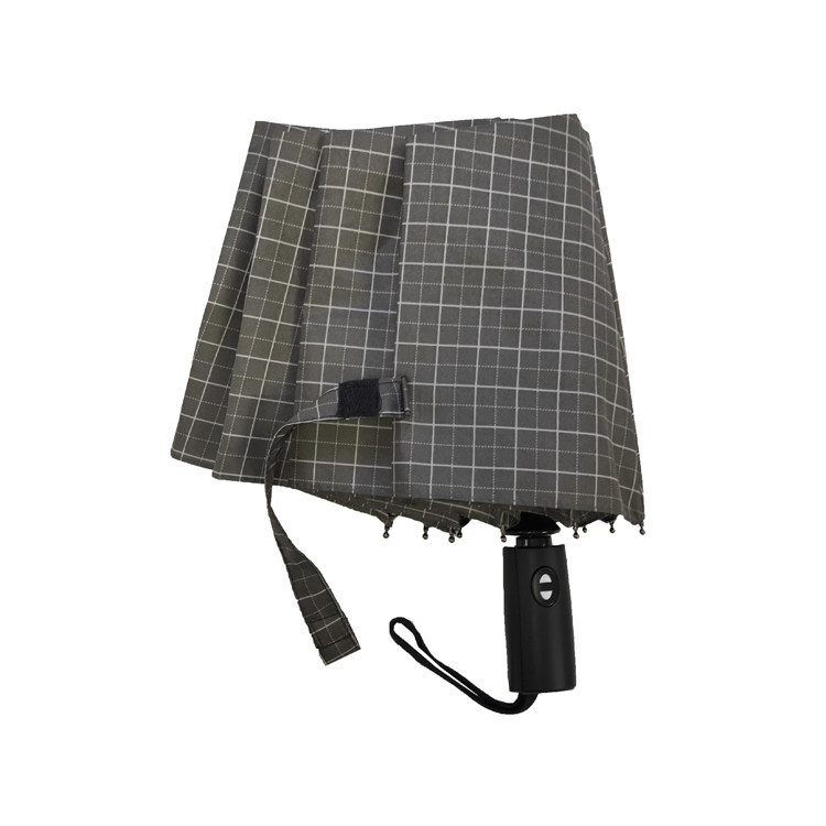 Automatic 3 Folding Travel Umbrella With Enhanced Durability From Metal Shaft And Fiberglass Frame
