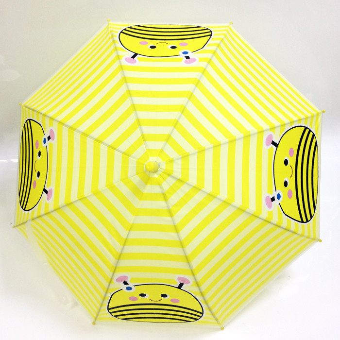 Cute Bees Compact Umbrella For Kids Chome Plated Frame Strawberry Handle Customized Logo