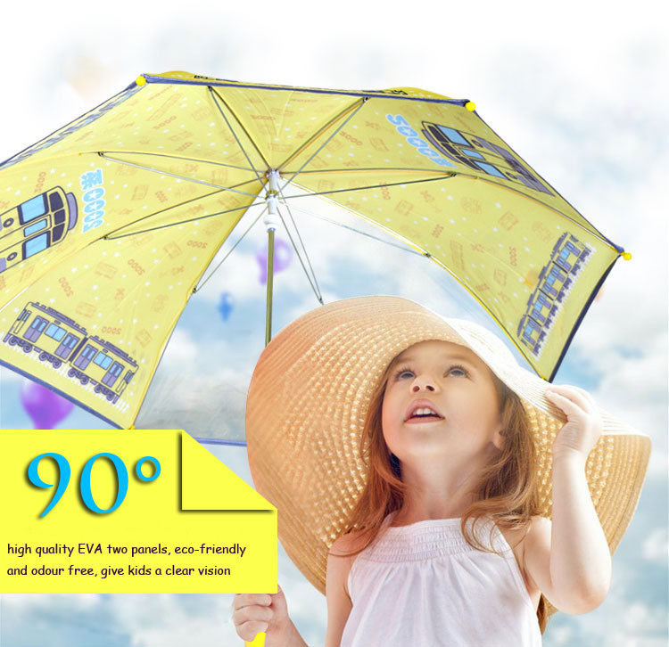 EVA Two Panels Compact Umbrella Eco-friendly And Odour Free , Give Kids A Clear Vision , Reflective Strips
