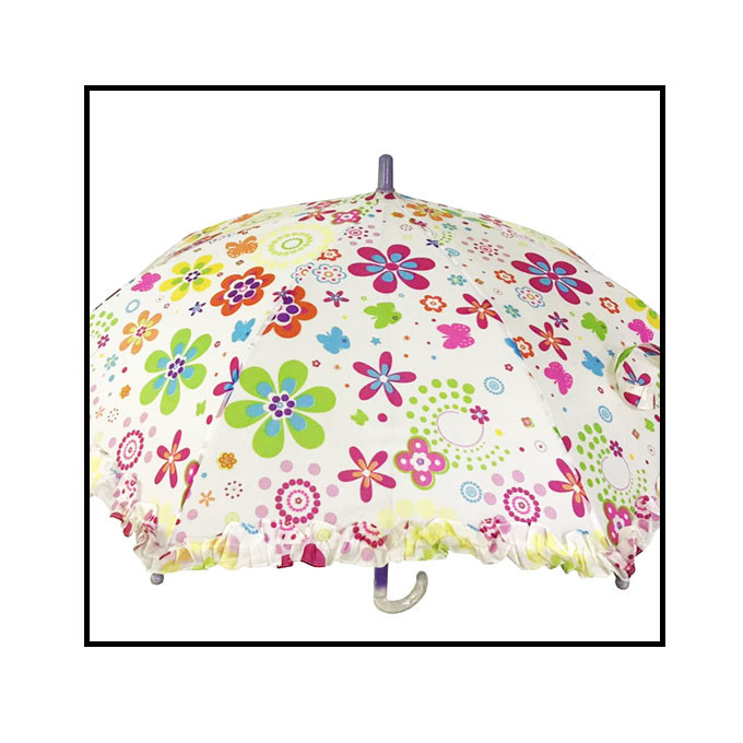 Colorful Kids Compact Umbrella With Beautiful Pongee Fabric And Easy Open/Close Button For School And Travel