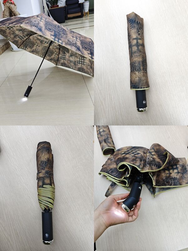 LED Lighted Auto Open/Close Safety Umbrella with Reflective Strip for Night Visibility