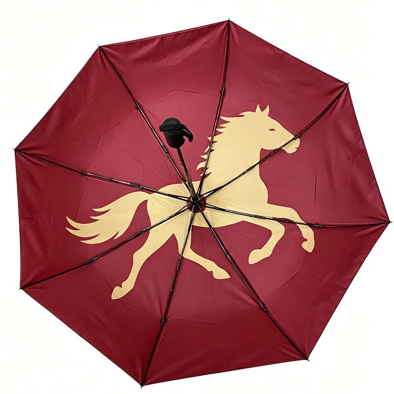 21 Inches 3-Fold Auto Open And Close Umbrella Pongee Fabric With Digital Print,Printing A Horse Pattern