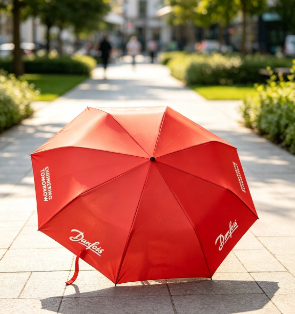 Custom Printed Red Foldable Umbrella 8 Ribs Waterproof Sun Protection Business Commute Gift Umbrella