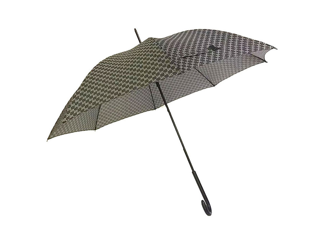 Fiberglass Auto Open Stick Umbrella Firm Grip Windproof Frame Brownness