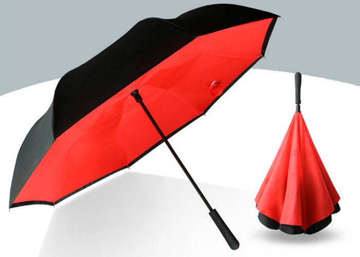 190T Pongee Adults Reverse Inverted Umbrella Colorful For Rain Shine Weather