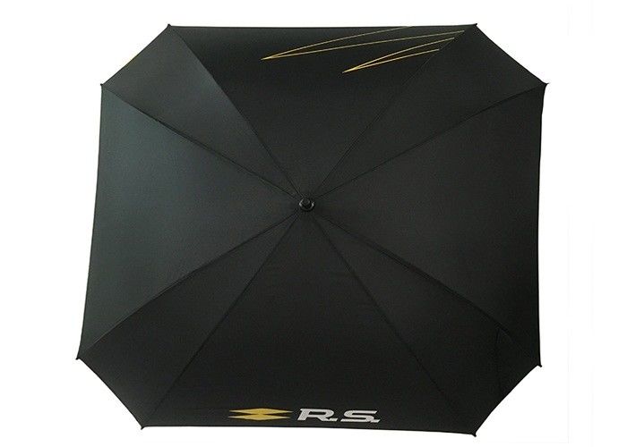 Square Shape Black Promotional Golf Umbrellas With Pongee Silk Screen Logo