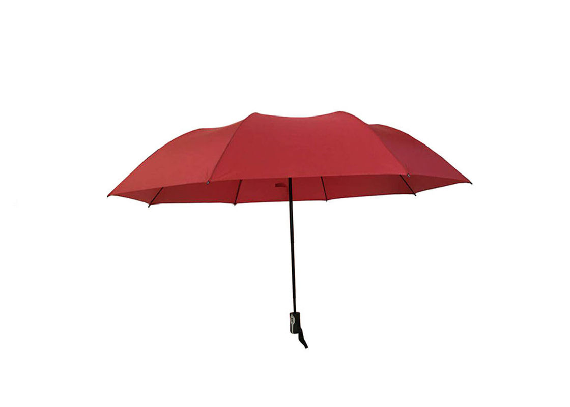 Red Windproof Foldable Umbrella 27 Inch Strong Sturdy For Windy Weather