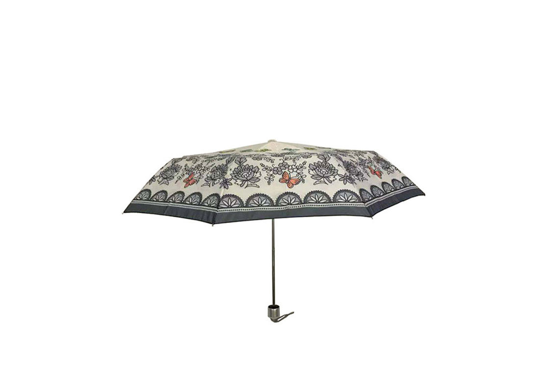 21 Inch 8 Ribs Flower Foldable Umbrella Polyester / Pongee Fabric Customized Logo