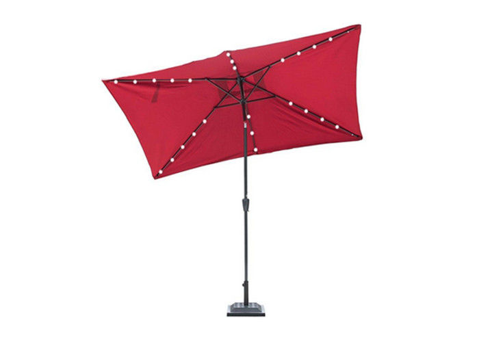 Charming Garden UV Beach Umbrella Led Lights Polyester Fabric Aluminum Shaft