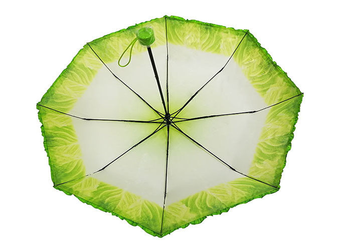 21&quot; Automatic Travel Umbrella Cabbage Design Durable 3 Foldable Umbrella