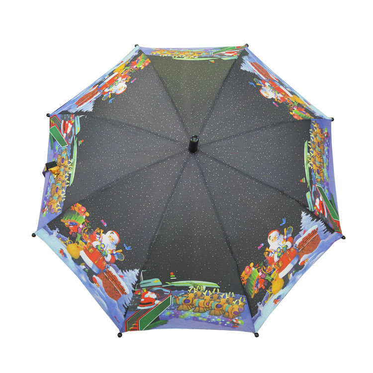 Christmas Pattern J Shape Handle 19&quot;*8K Kids Compact Umbrella