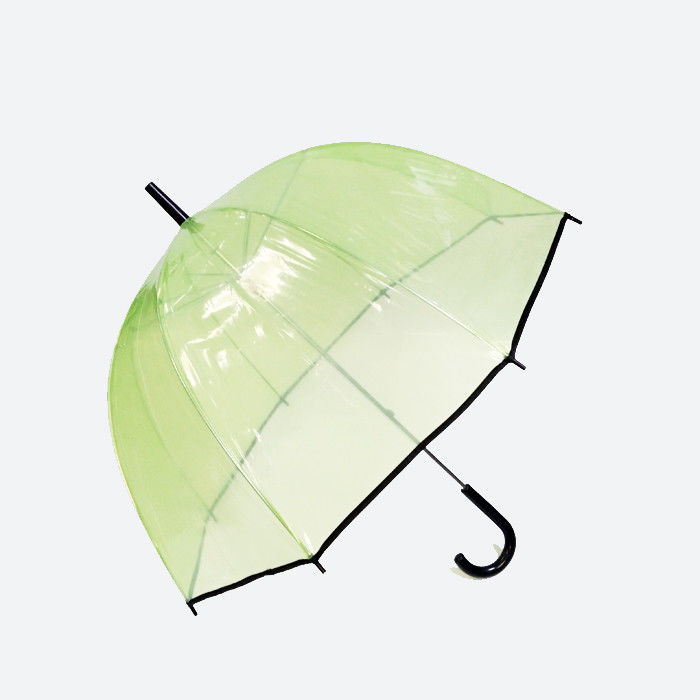 Straight POE Transparent Dome Umbrella With J Shape Handle