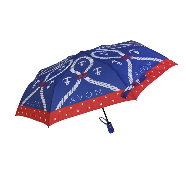 Custom Pongee Auto Open Windproof 3 Folding Umbrella For Ladies