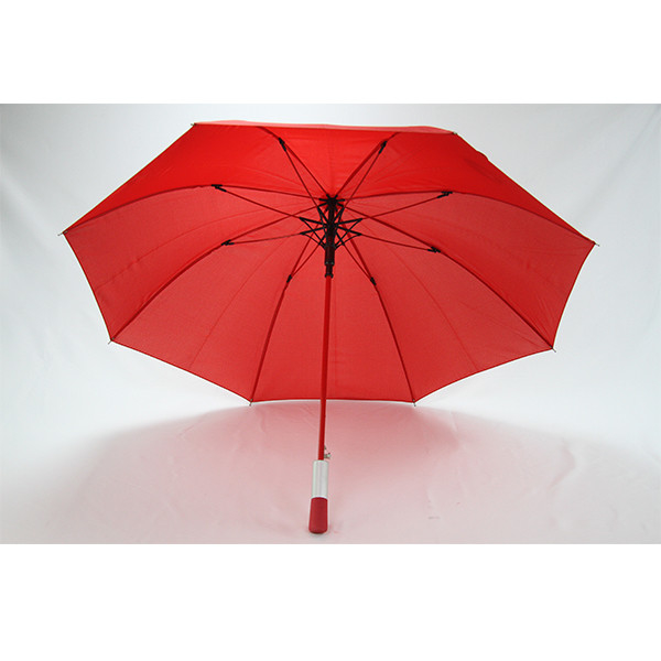 8mm Metal Shaft Red Pongee Umbrella With Custom Logo Printing