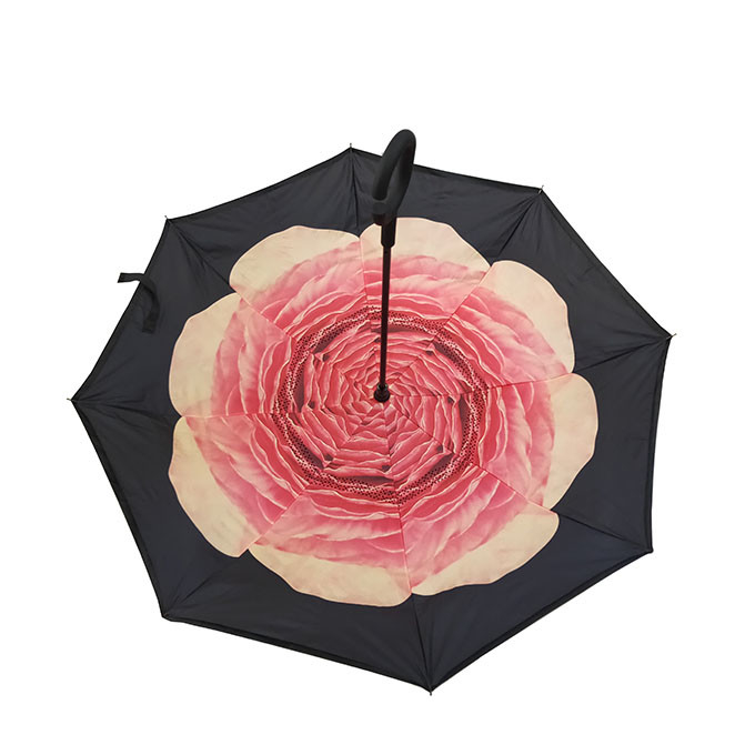 Reverse Invert Pongee Upside Down Umbrella Inside Out Double Layer 23 Inches